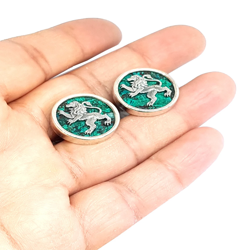 925 Silver Eilat Stone Lion Cufflinks