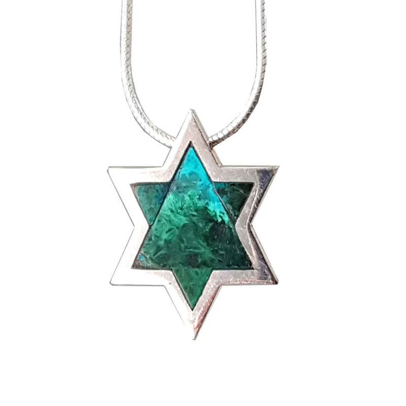 925 Silver Star of David Eilat Stone Pendant Necklace