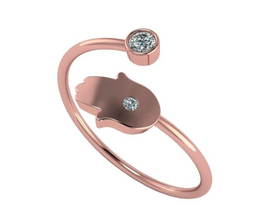18k Rose Gold Hamsa Ring With Diamonds