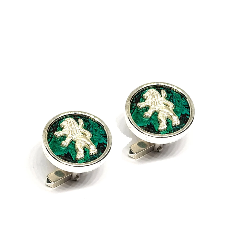 925 Silver Eilat Stone Gold Lion Cufflinks