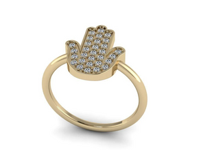 14k Gold Hamsa Ring With Diamonds