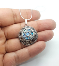 925 Sterling Silver Roman Glass Star of David Pendant