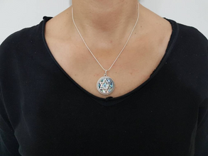 925 Sterling Silver Roman Glass Star of David Pendant