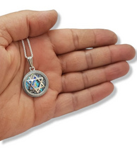 925 Silver Star of David Roman Glass Pendant Necklace
