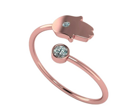 18k Rose Gold Hamsa Ring With Diamonds