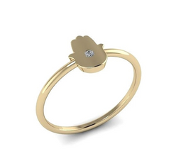 14k Gold Hamsa Ring With Sparkling Diamond