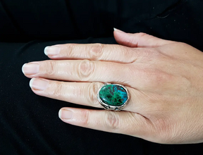 925 Sterling Silver Artistic Eilat Stone King Solomon Ring