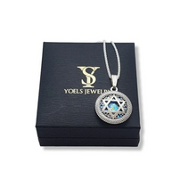 925 Silver Star of David Roman Glass Pendant Necklace
