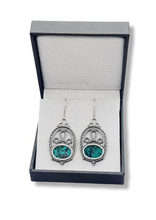 925 Silver Yemenite Filigree Eilat Stone Earrings
