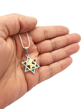 925 Silver 9K Gold Eilat Stone Jewish Pendant