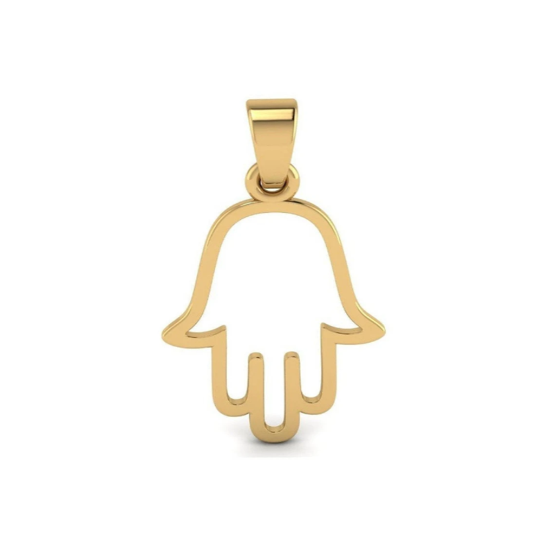 Delicate Classic Small 14K Solid Gold Hamsa Pendant