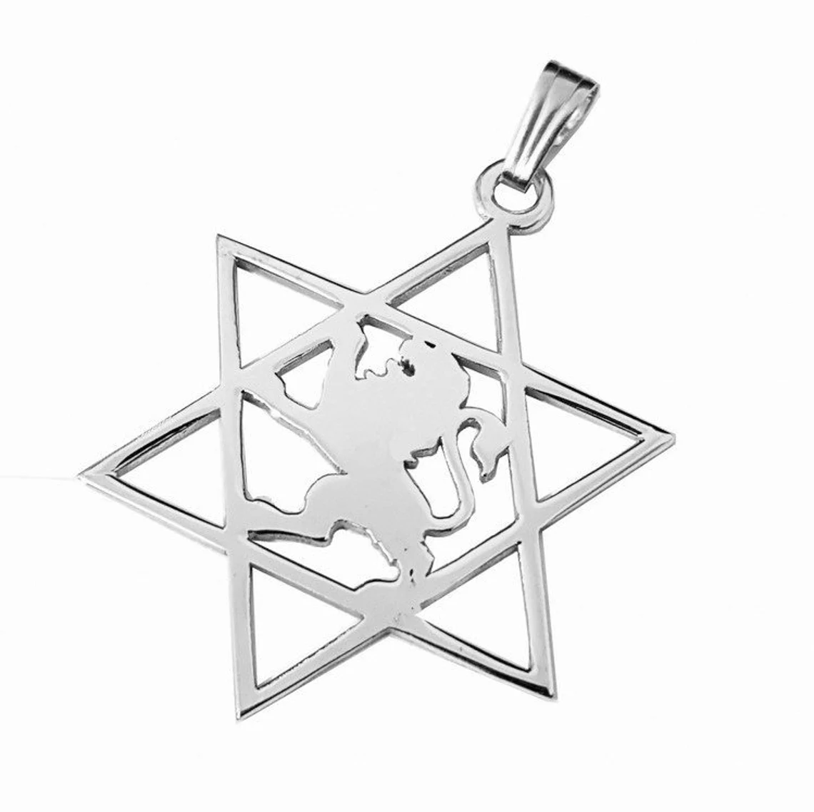 925 Silver Lion Star of David Pendant