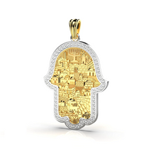 Gold Jerusalem Hamsa diamonds pendant