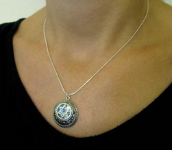 925 Sterling Silver Roman Glass Star of David Pendant
