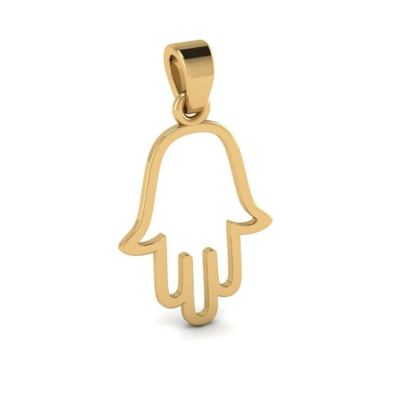 Delicate Classic Small 14K Solid Gold Hamsa Pendant