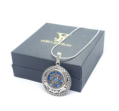 925 Sterling Silver Roman Glass Star of David Pendant