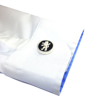 925 Silver Onyx Stone Lion Cufflinks