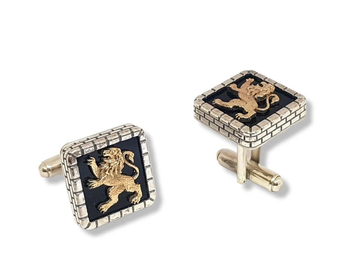 925 Silver and Gold Lion Cufflinks