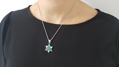 925 Silver Eilat Stone Star of David Necklace