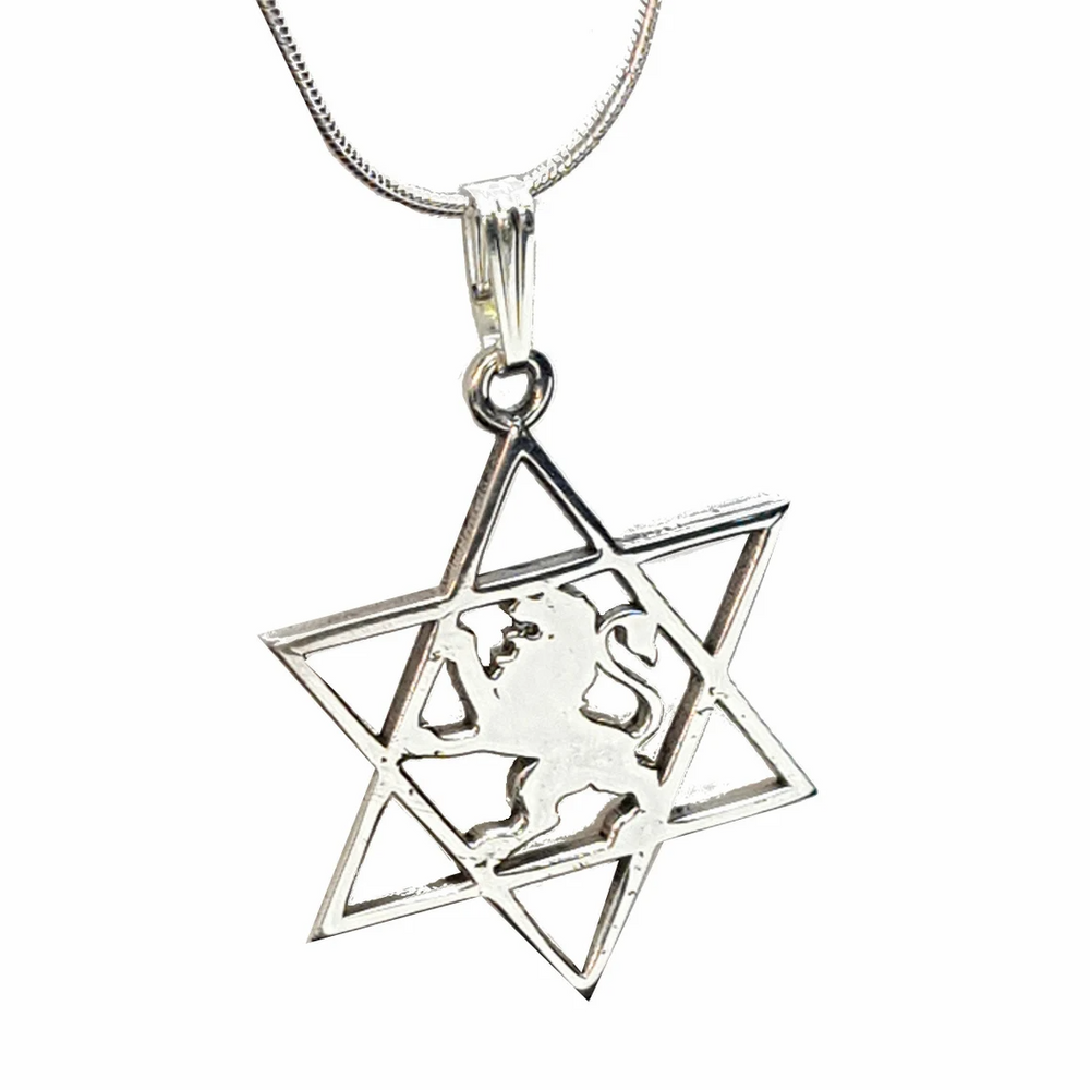 925 Silver Lion Star of David Pendant