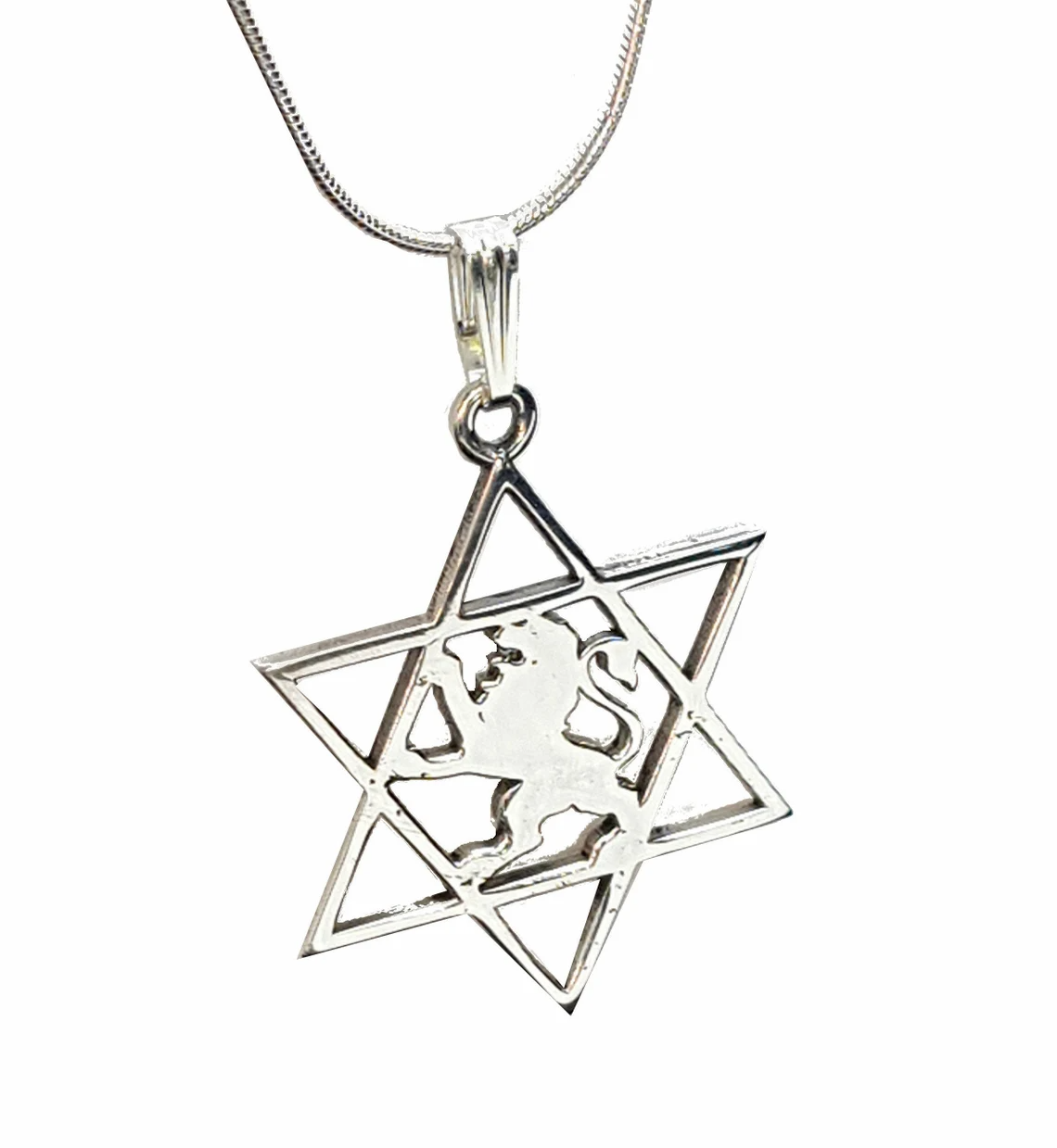 925 Silver Lion Star of David Pendant