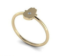 14k Gold Hamsa Ring With Sparkling Diamond