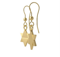 14k Gold Star Of David Dangle Earrings