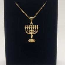 14k Gold menorah pendant 
