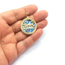 14k Gold Lion of Megiddo Roman Glass Pendant