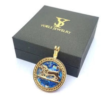 14k Gold Lion of Megiddo Roman Glass Pendant