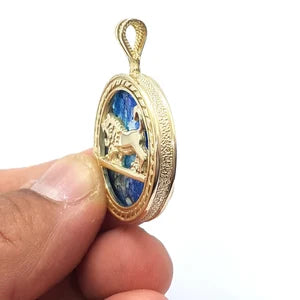 14k Gold Lion of Megiddo Roman Glass Pendant