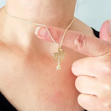14k Gold menorah pendant 