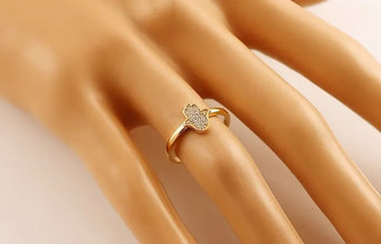 14k Gold Hamsa Ring Set With 0.14ct Diamonds,Jewish Jewelry ,Hamsa Ring